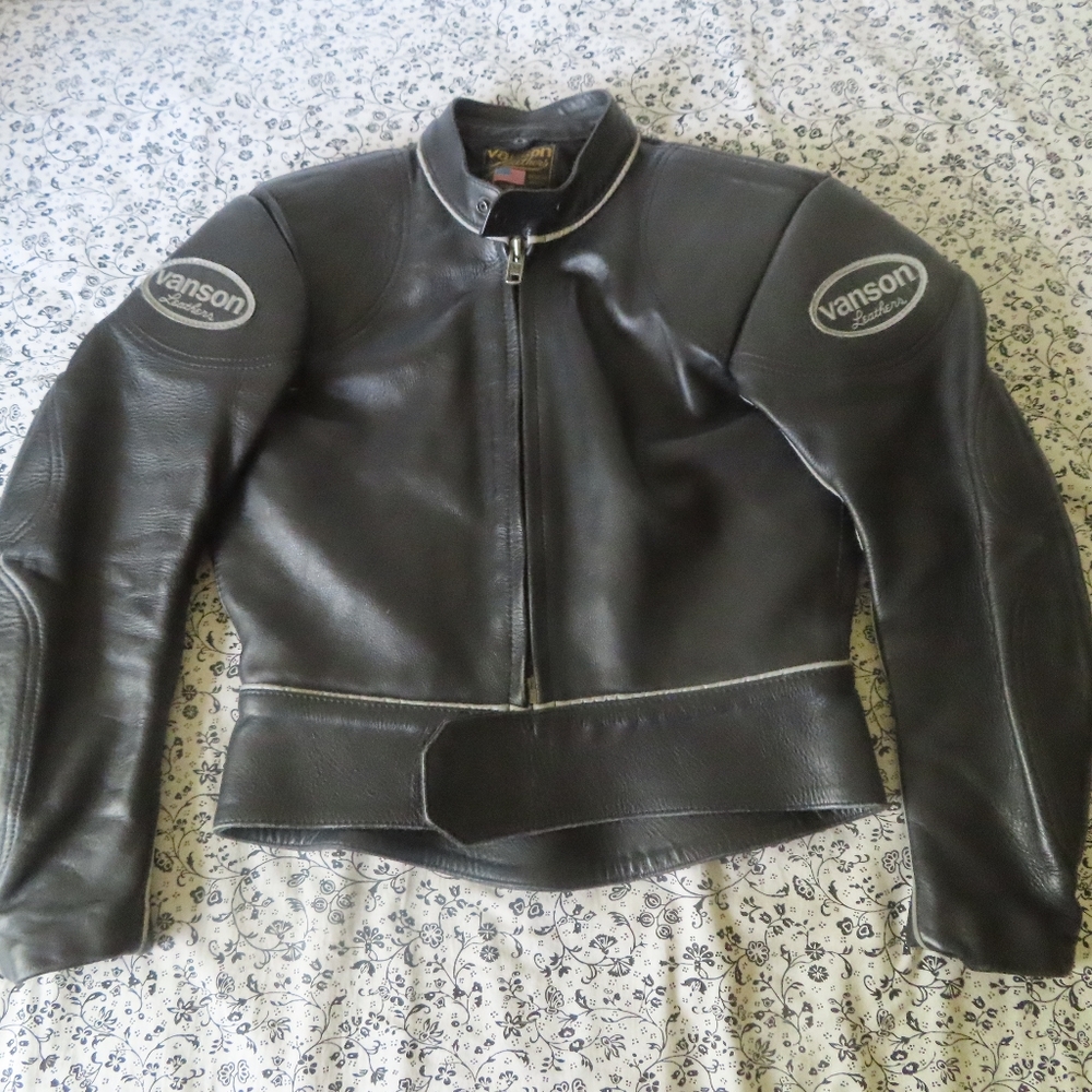 Vanson leather motorcycle jacket sz 10